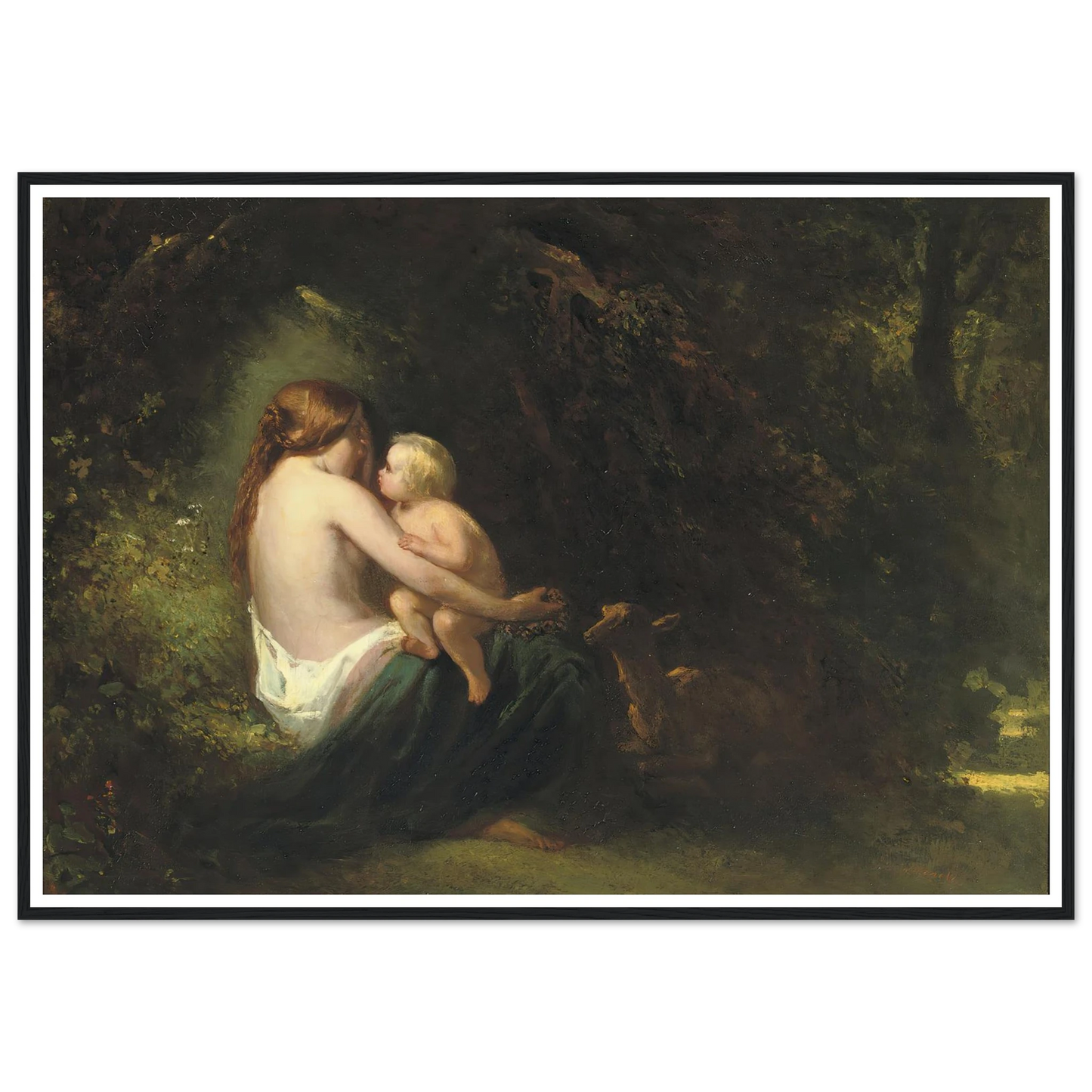 Genoveva; a legendary beauty in the forest Art Print | Jozef Israels - Framed Poster - 30x40 cm / 12x16″ - Black frame