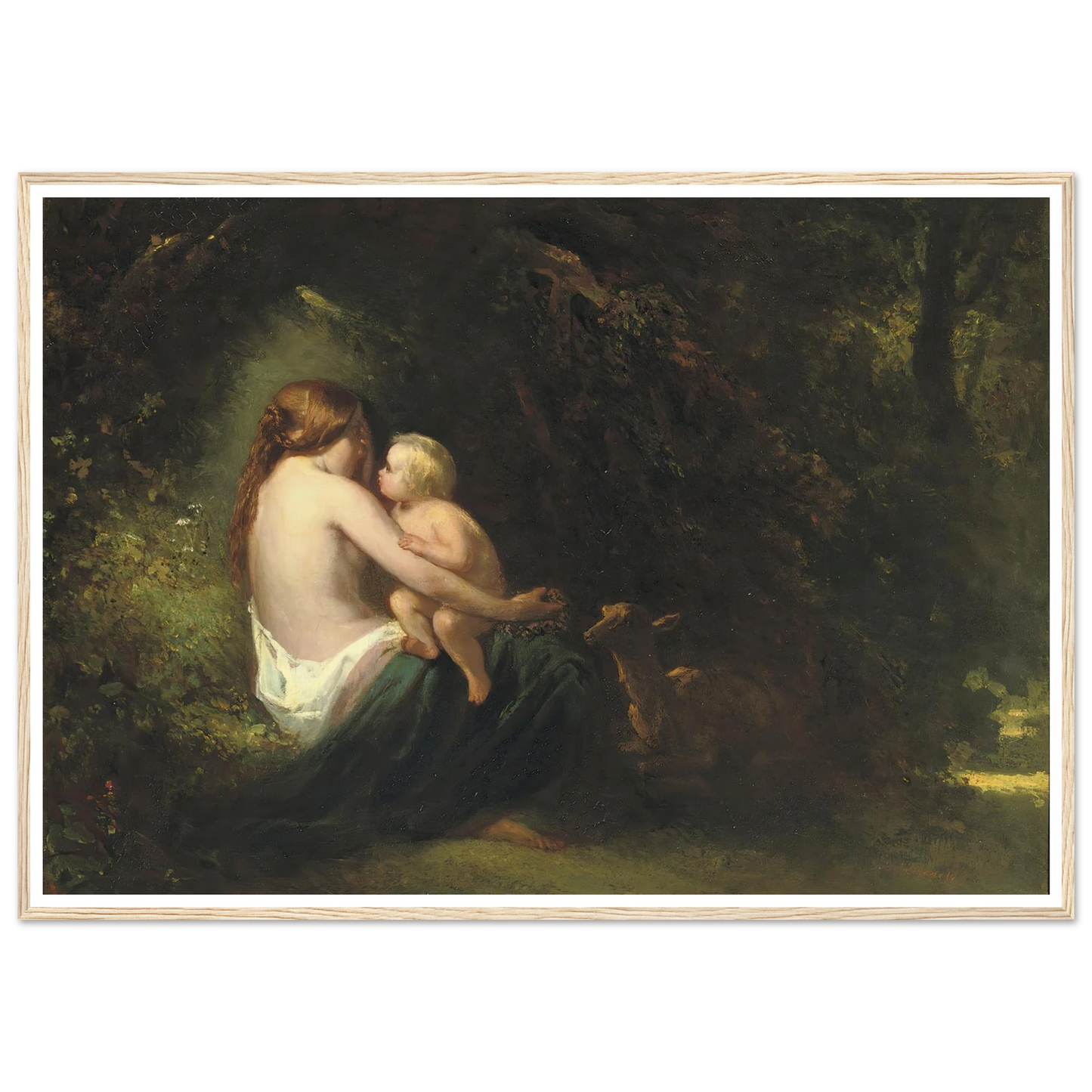 Genoveva; a legendary beauty in the forest Art Print | Jozef Israels - Framed Poster - 30x40 cm / 12x16″ - Black frame