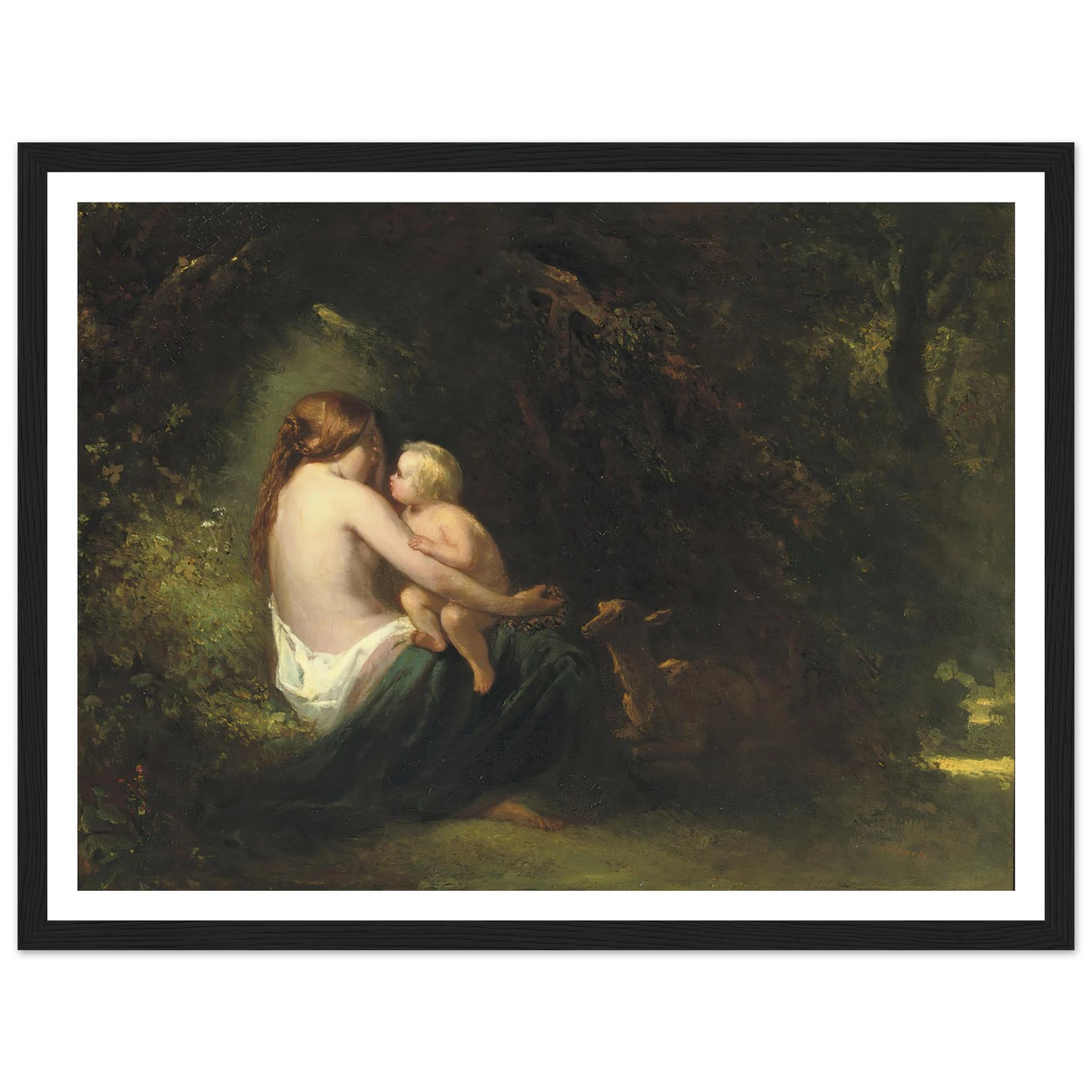 Genoveva; a legendary beauty in the forest Art Print | Jozef Israels - Framed Poster - 30x40 cm / 12x16″ - Black frame