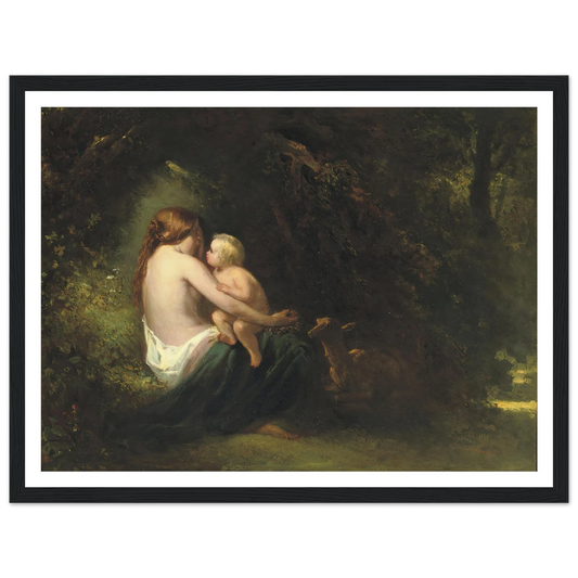 Genoveva; a legendary beauty in the forest Art Print | Jozef Israels - Framed Poster - 30x40 cm / 12x16″ - Black frame