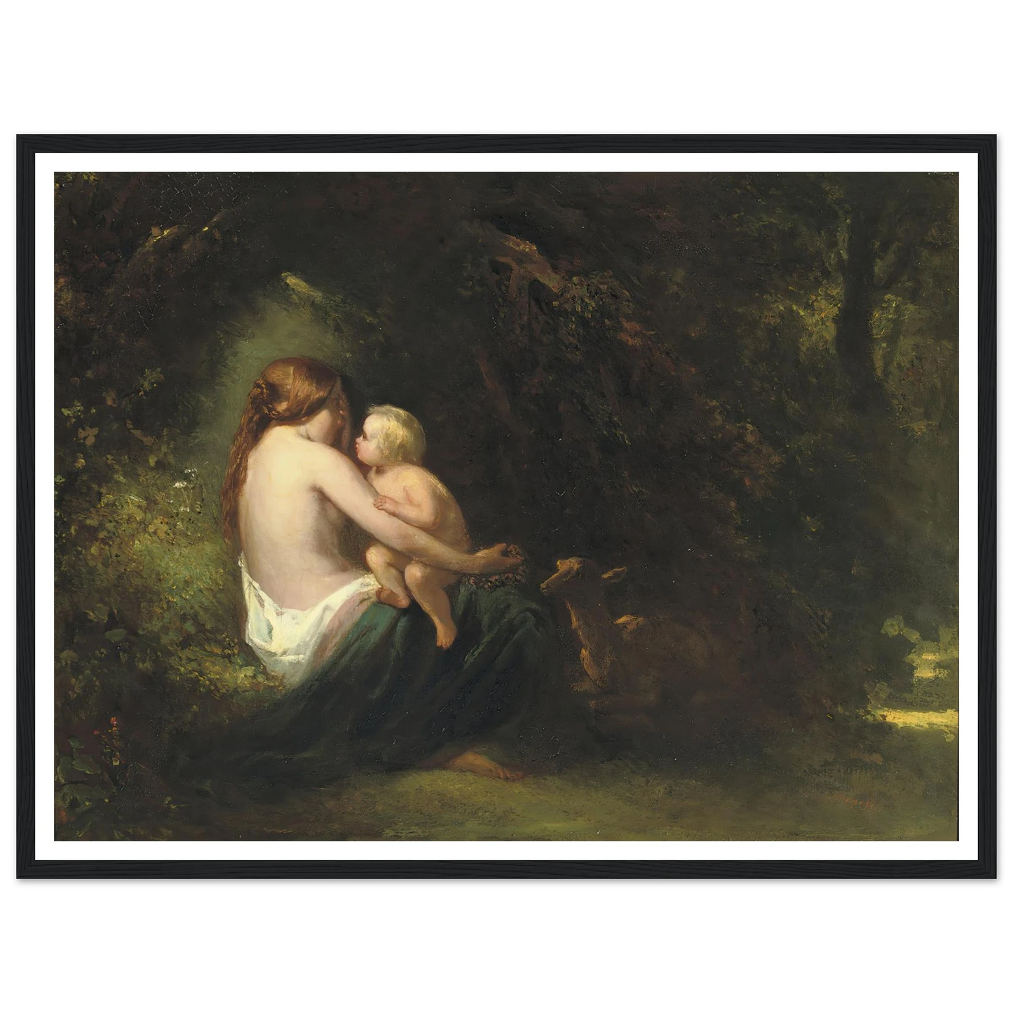 Genoveva; a legendary beauty in the forest Art Print | Jozef Israels - Framed Poster - 30x40 cm / 12x16″ - Black frame