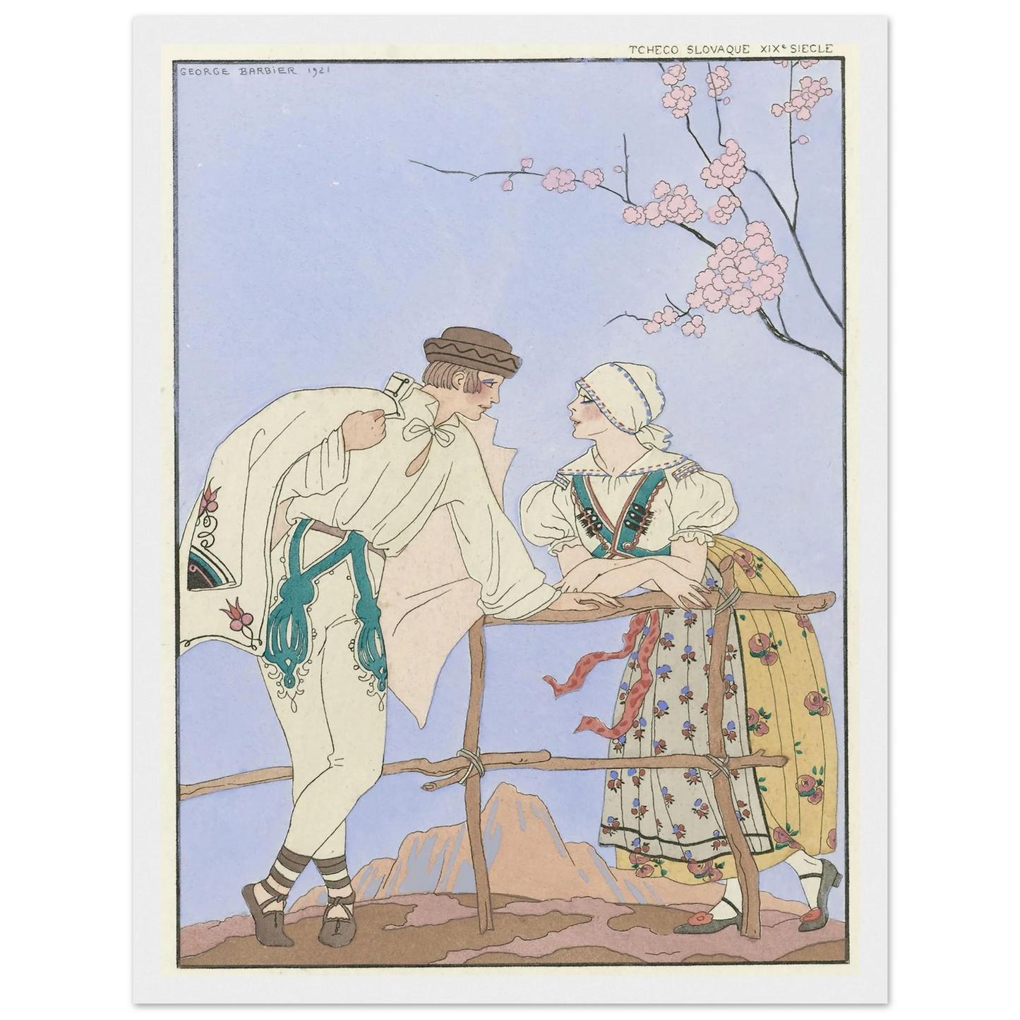 Gentils Propos (1921) Art Print | George Barbier - Framed Poster - 30x40 cm / 12x16″ - Black frame