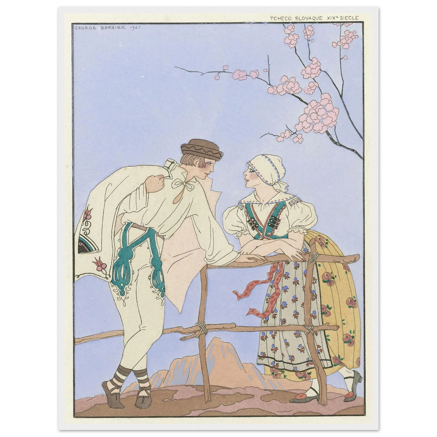 Gentils Propos (1921) Art Print | George Barbier - Framed Poster - 30x40 cm / 12x16″ - Black frame
