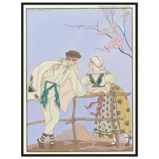 Gentils Propos (1921) Art Print | George Barbier - Framed Poster - 30x40 cm / 12x16″ - Black frame