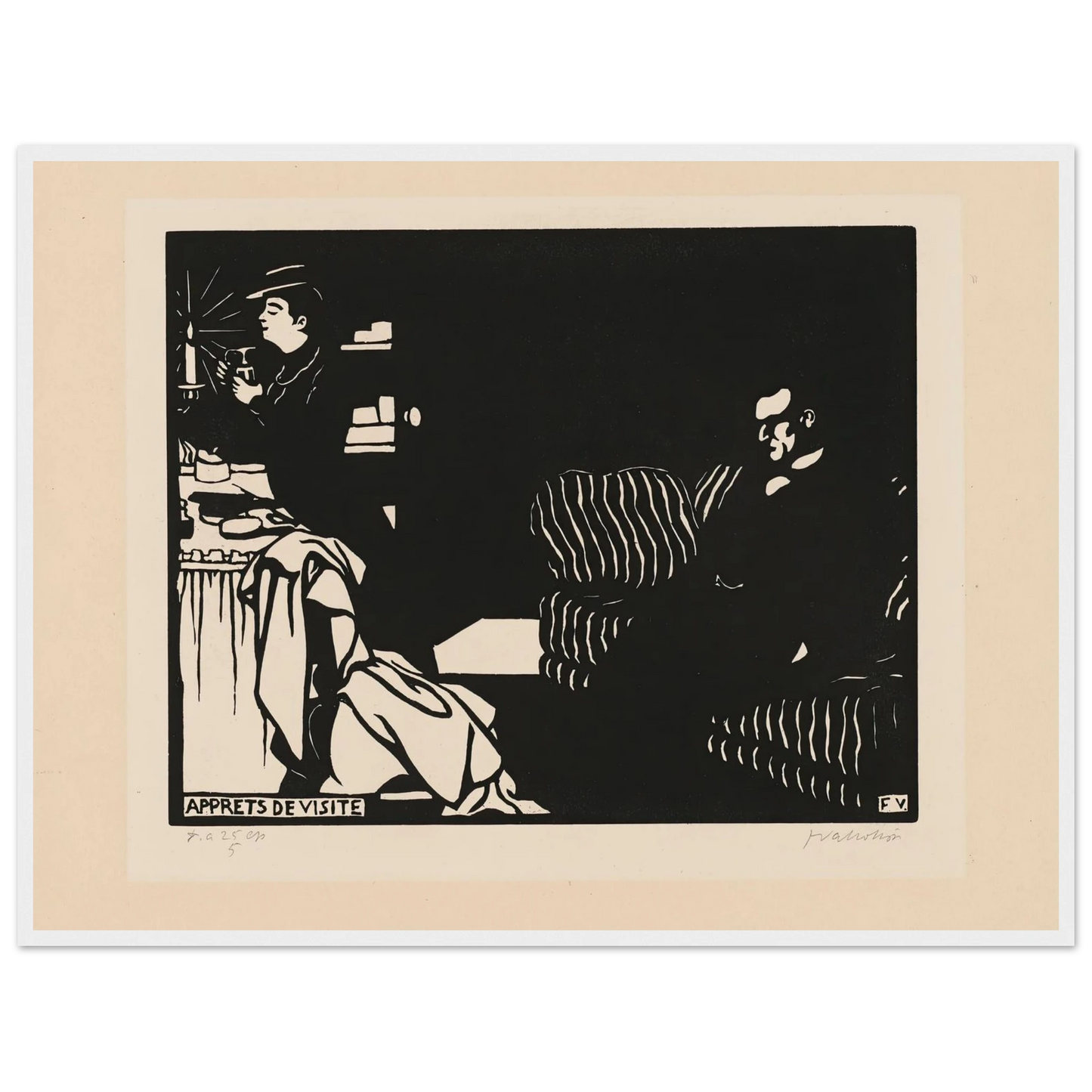 Getting Ready for a Visit (Apprets de visite) (1898) Art Print | Felix Vallotton - Framed Poster - 30x40 cm / 12x16″ - Black frame