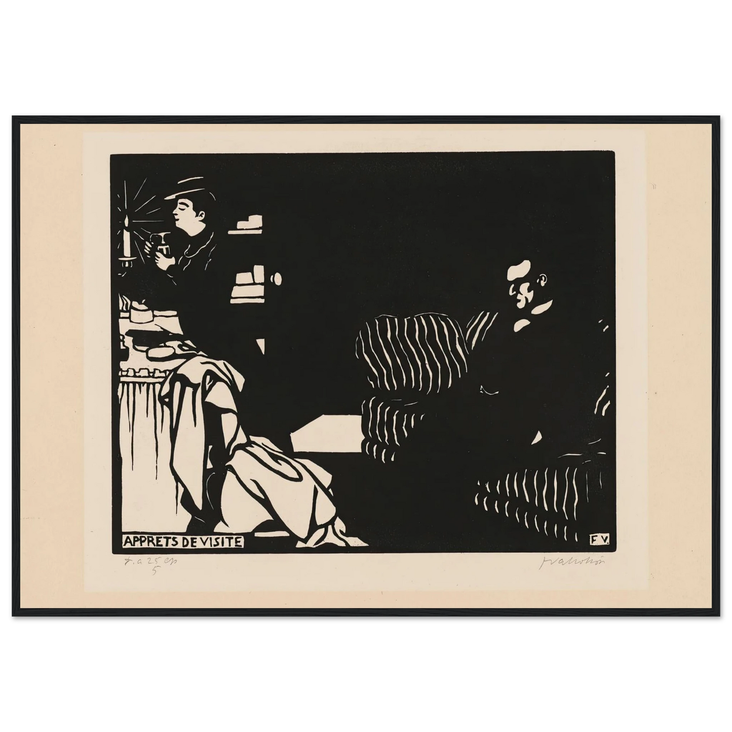 Getting Ready for a Visit (Apprets de visite) (1898) Art Print | Felix Vallotton - Framed Poster - 30x40 cm / 12x16″ - Black frame