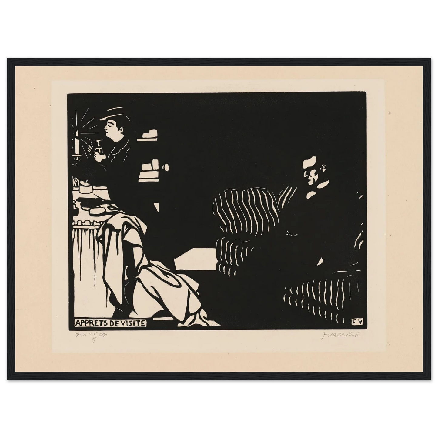 Getting Ready for a Visit (Apprets de visite) (1898) Art Print | Felix Vallotton - Framed Poster - 30x40 cm / 12x16″ - Black frame