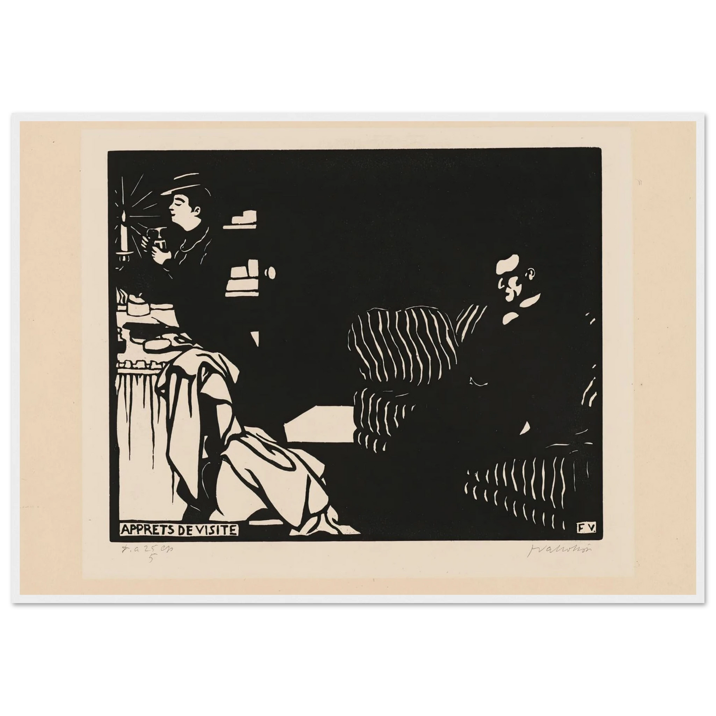 Getting Ready for a Visit (Apprets de visite) (1898) Art Print | Felix Vallotton - Framed Poster - 30x40 cm / 12x16″ - Black frame