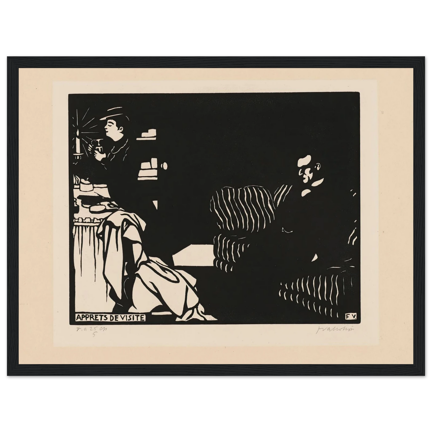 Getting Ready for a Visit (Apprets de visite) (1898) Art Print | Felix Vallotton - Framed Poster - 30x40 cm / 12x16″ - Black frame