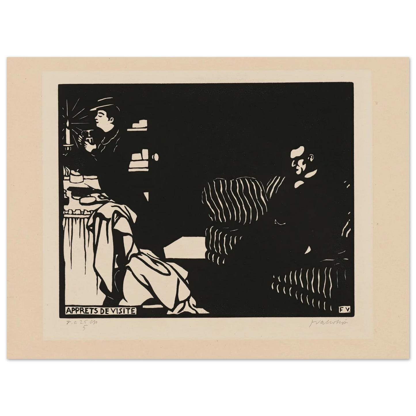 Getting Ready for a Visit (Apprets de visite) (1898) Art Print | Felix Vallotton - Framed Poster - 30x40 cm / 12x16″ - Black frame