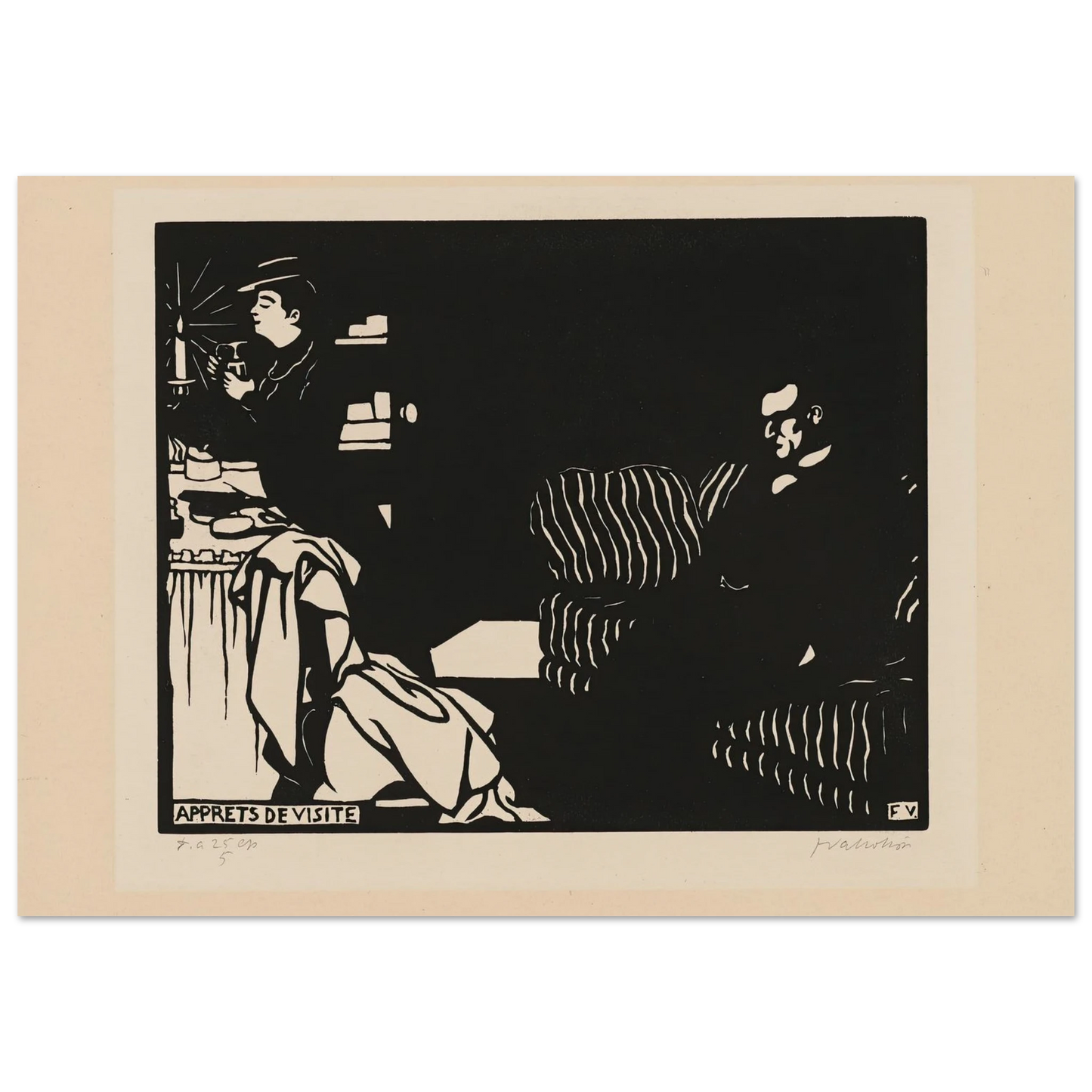 Getting Ready for a Visit (Apprets de visite) (1898) Art Print | Felix Vallotton - Framed Poster - 30x40 cm / 12x16″ - Black frame