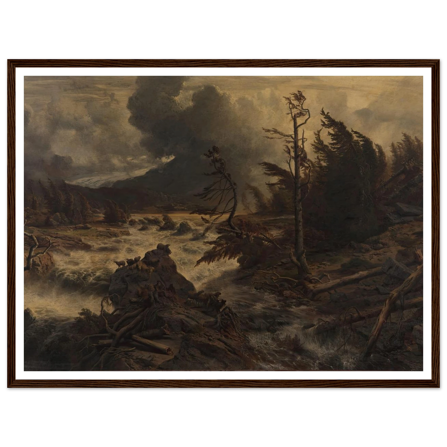 Gewittersturm im Hochgebirge (1858) Art Print | Albert Zimmermann - Framed Poster - 30x40 cm / 12x16″ - Black frame