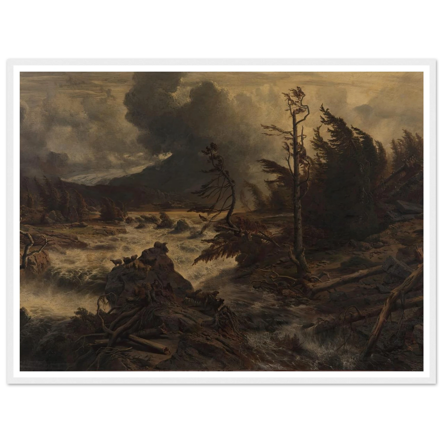 Gewittersturm im Hochgebirge (1858) Art Print | Albert Zimmermann - Framed Poster - 30x40 cm / 12x16″ - Black frame