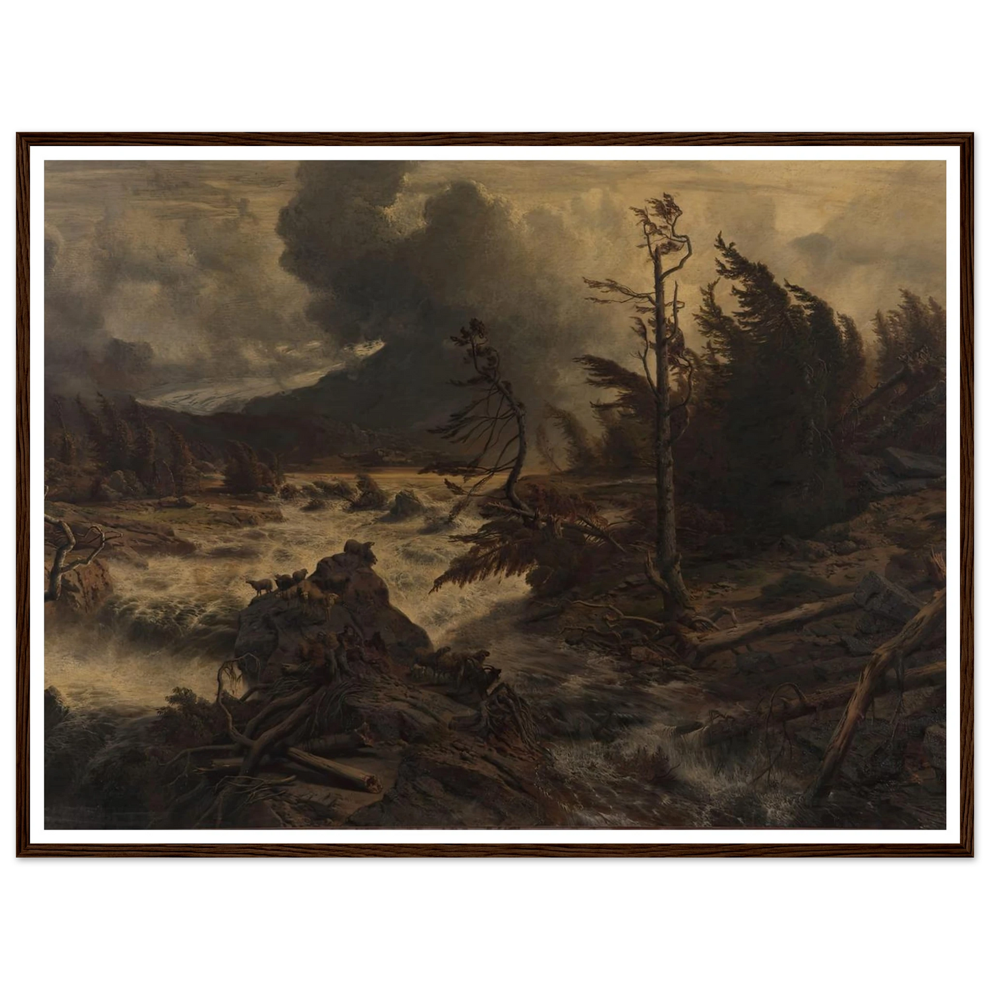 Gewittersturm im Hochgebirge (1858) Art Print | Albert Zimmermann - Framed Poster - 30x40 cm / 12x16″ - Black frame