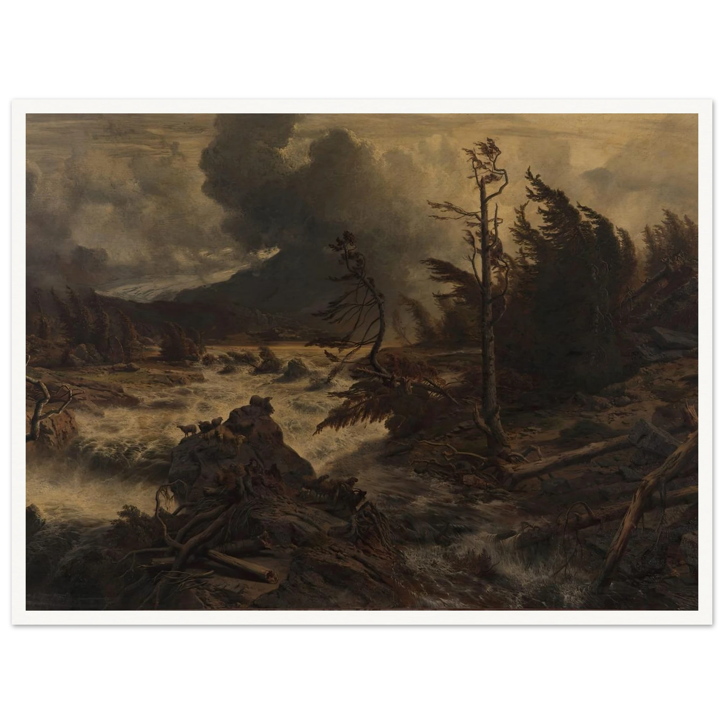 Gewittersturm im Hochgebirge (1858) Art Print | Albert Zimmermann - Framed Poster - 30x40 cm / 12x16″ - Black frame