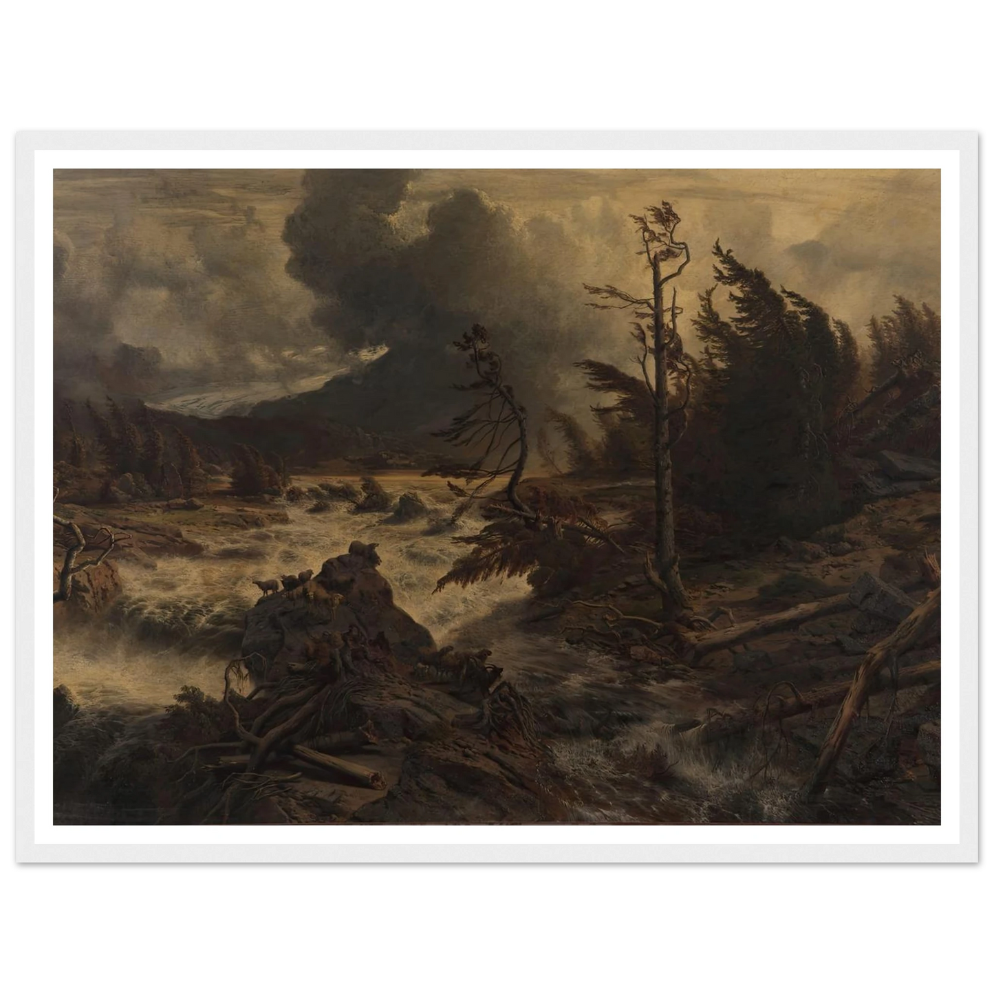 Gewittersturm im Hochgebirge (1858) Art Print | Albert Zimmermann - Framed Poster - 30x40 cm / 12x16″ - Black frame