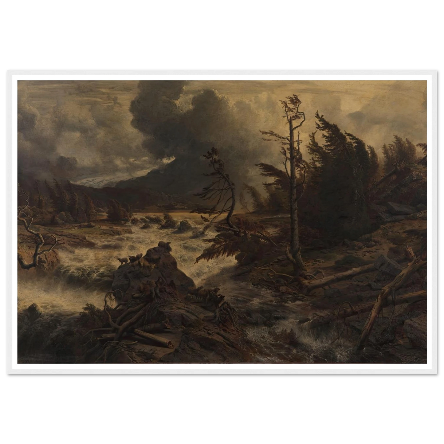 Gewittersturm im Hochgebirge (1858) Art Print | Albert Zimmermann - Framed Poster - 30x40 cm / 12x16″ - Black frame