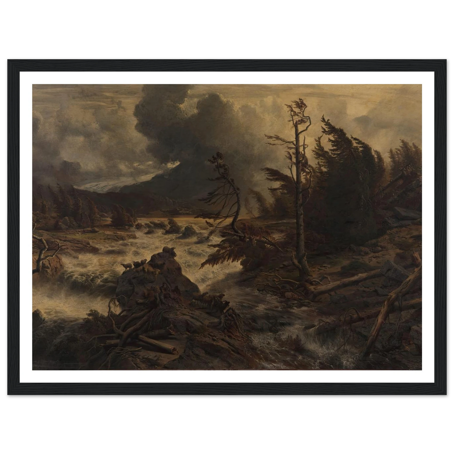 Gewittersturm im Hochgebirge (1858) Art Print | Albert Zimmermann - Framed Poster - 30x40 cm / 12x16″ - Black frame