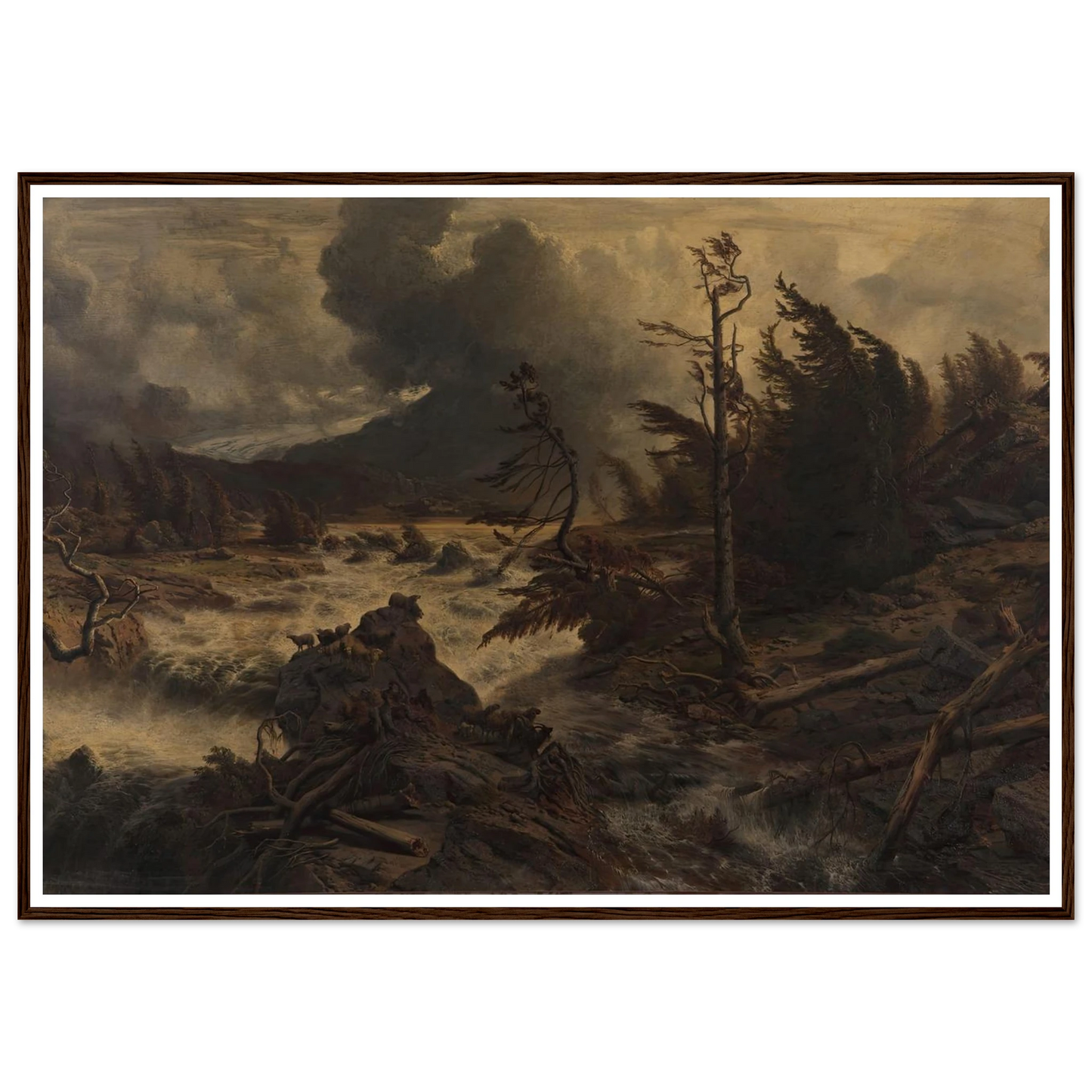 Gewittersturm im Hochgebirge (1858) Art Print | Albert Zimmermann - Framed Poster - 30x40 cm / 12x16″ - Black frame