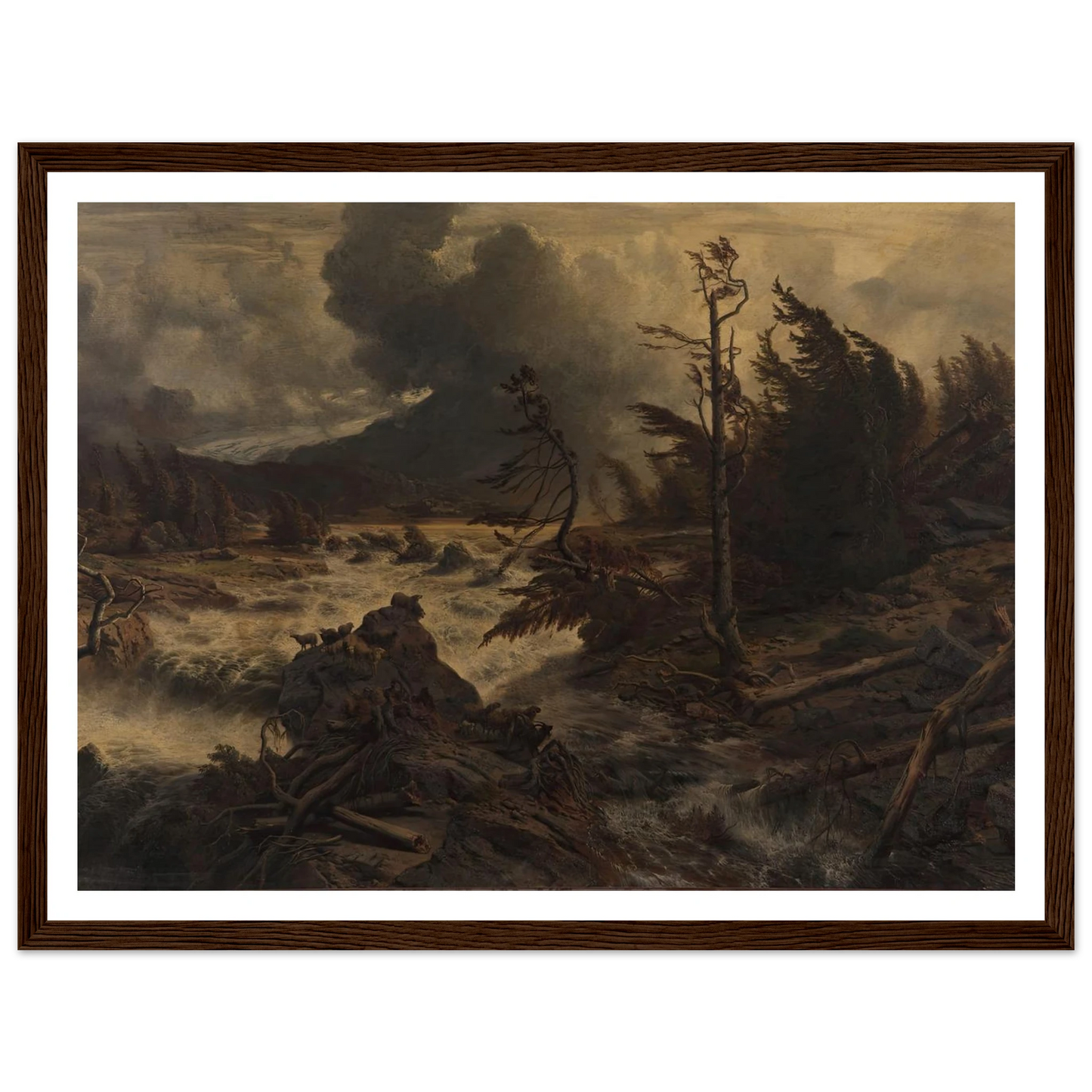 Gewittersturm im Hochgebirge (1858) Art Print | Albert Zimmermann - Framed Poster - 30x40 cm / 12x16″ - Black frame