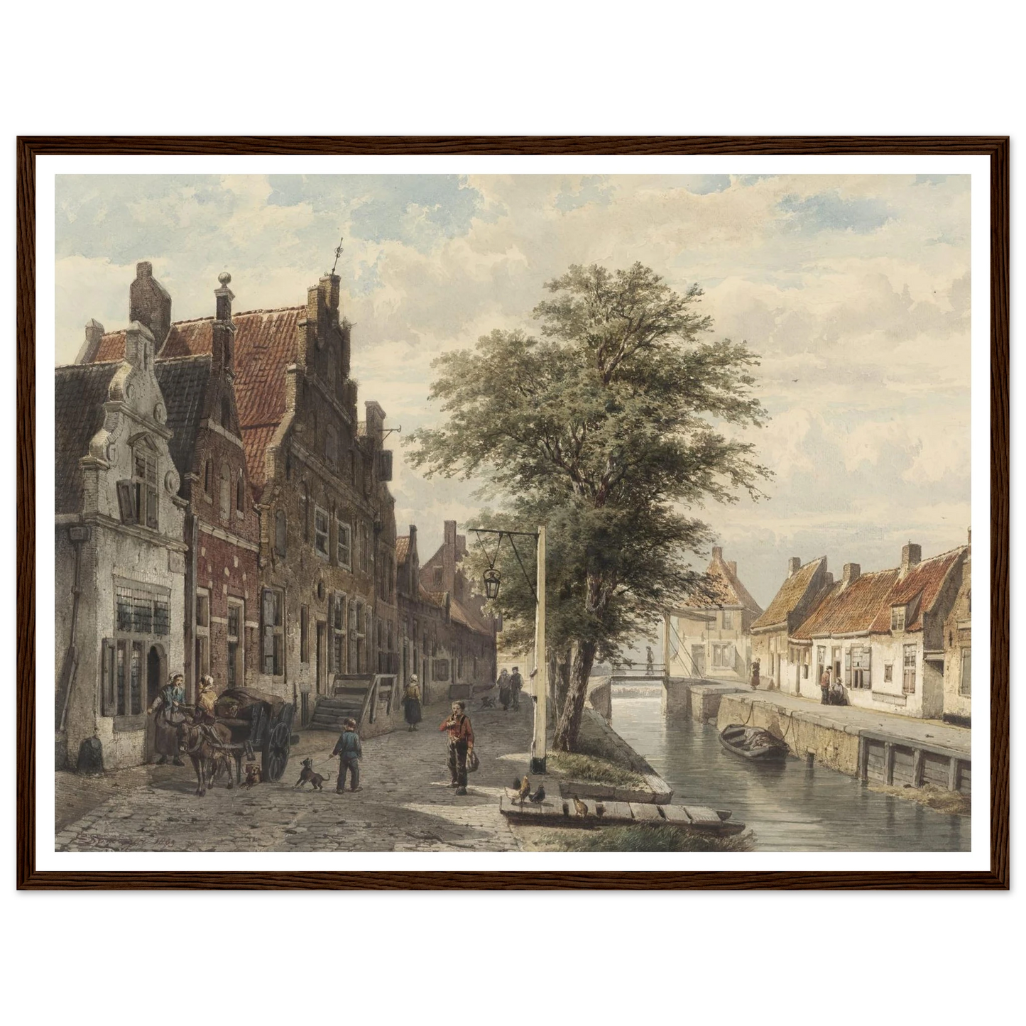 Gezicht op de gracht te Hasselt (1863) Art Print | Cornelis Springer - Framed Poster - 30x40 cm / 12x16″ - Black frame