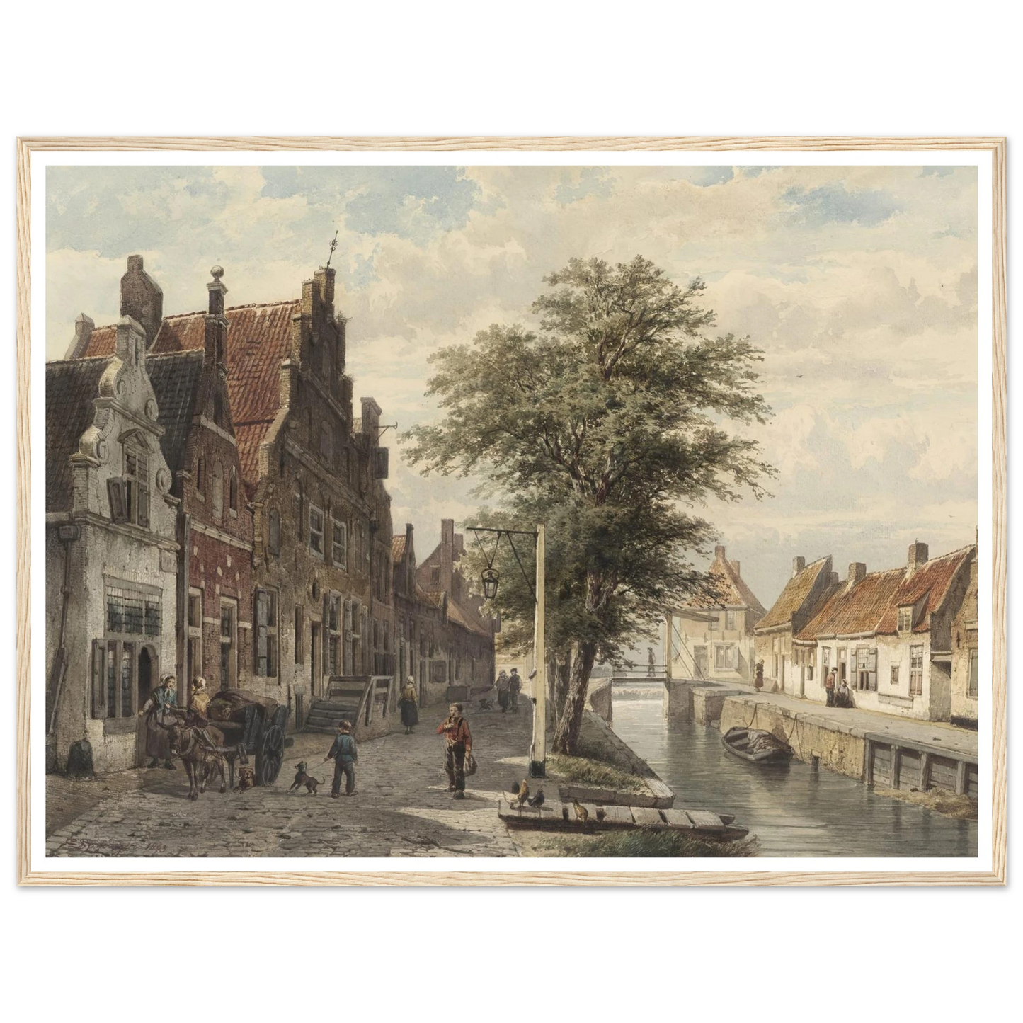 Gezicht op de gracht te Hasselt (1863) Art Print | Cornelis Springer - Framed Poster - 30x40 cm / 12x16″ - Black frame