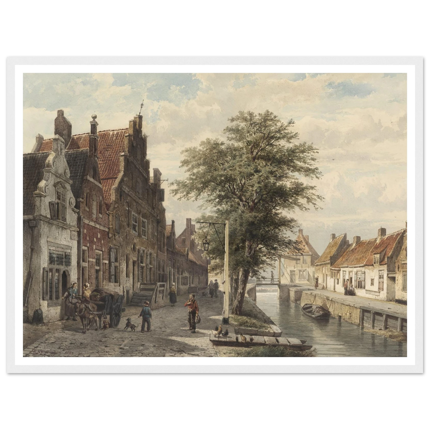 Gezicht op de gracht te Hasselt (1863) Art Print | Cornelis Springer - Framed Poster - 30x40 cm / 12x16″ - Black frame