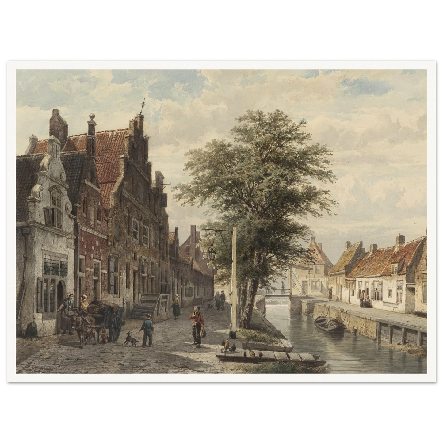 Gezicht op de gracht te Hasselt (1863) Art Print | Cornelis Springer - Framed Poster - 30x40 cm / 12x16″ - Black frame