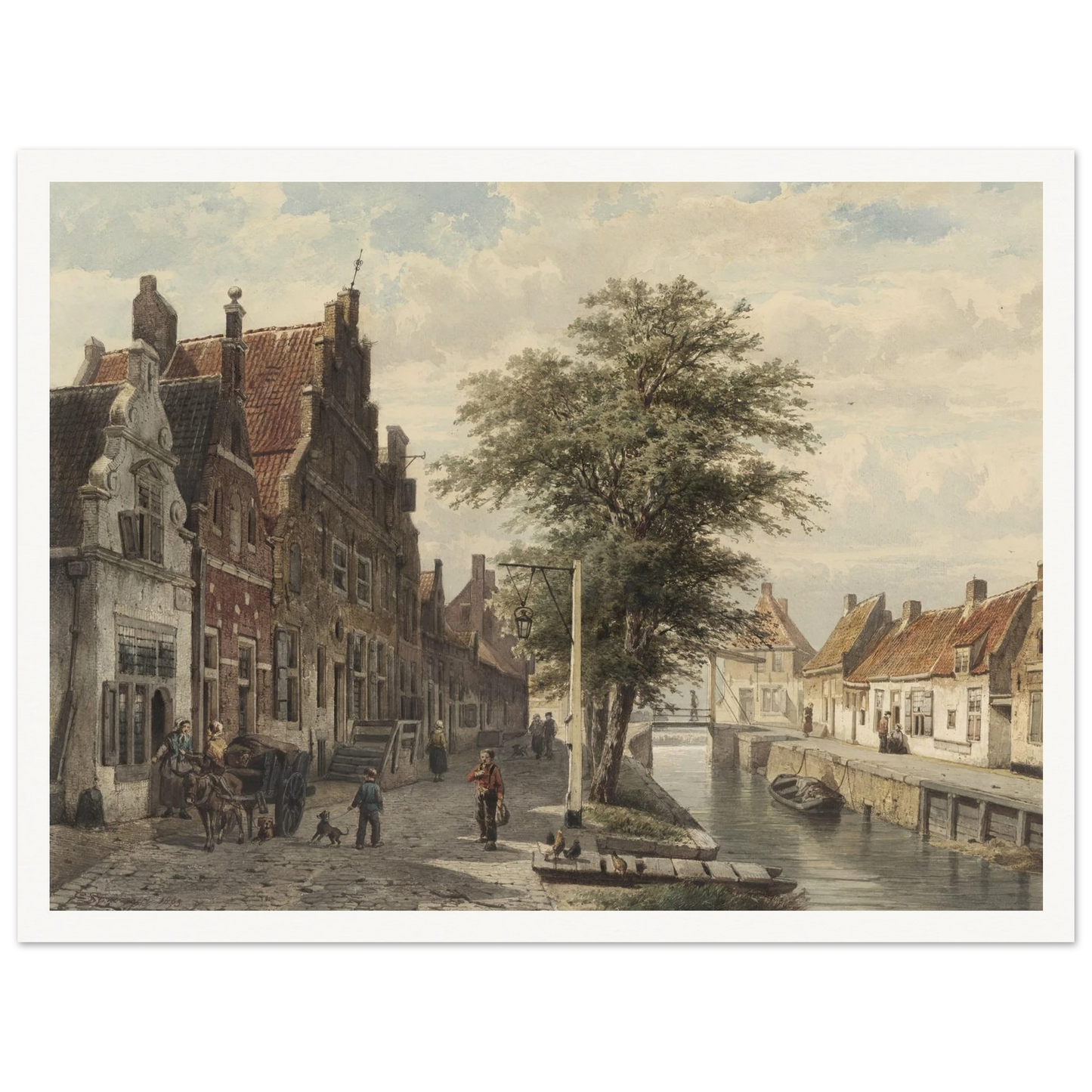 Gezicht op de gracht te Hasselt (1863) Art Print | Cornelis Springer - Framed Poster - 30x40 cm / 12x16″ - Black frame