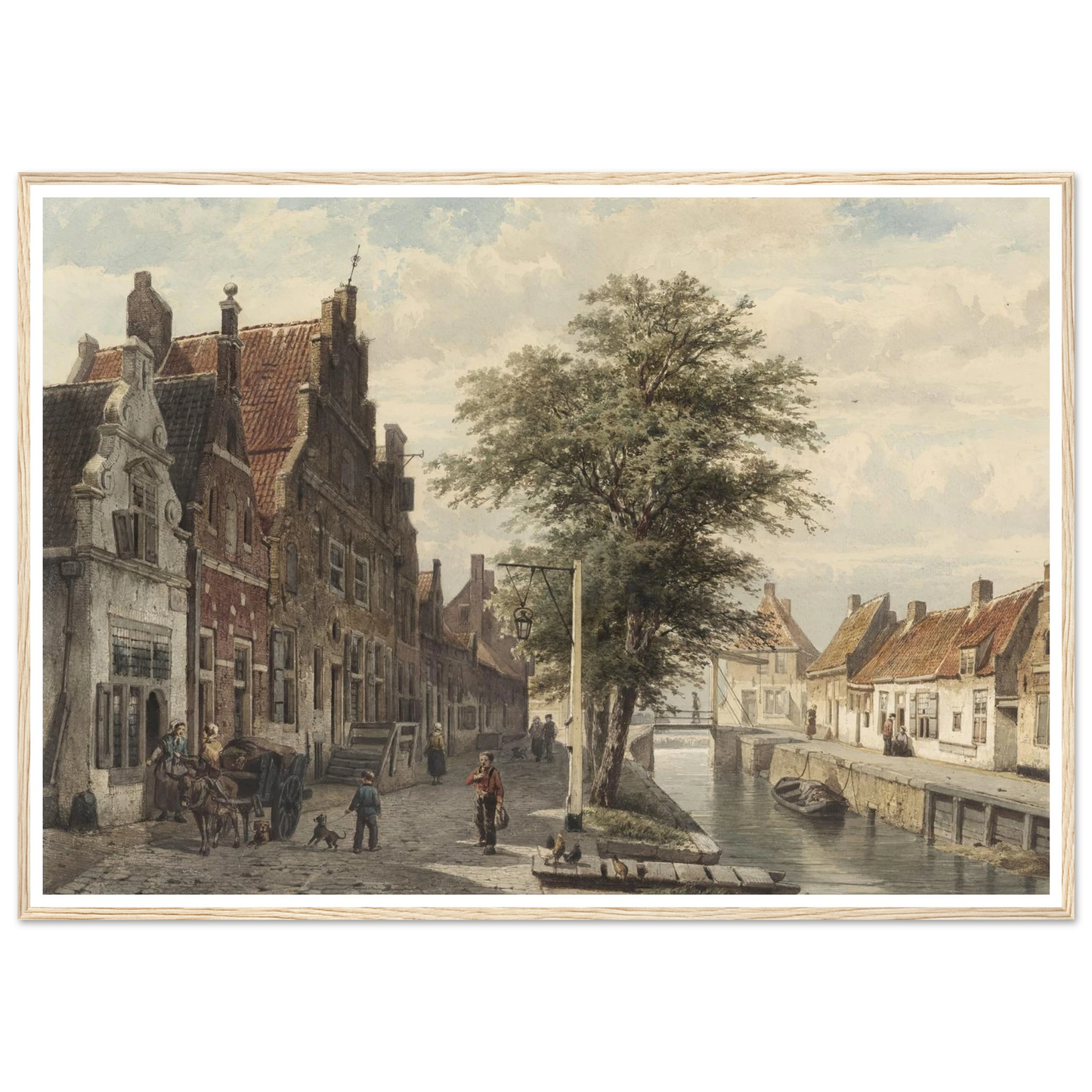 Gezicht op de gracht te Hasselt (1863) Art Print | Cornelis Springer - Framed Poster - 30x40 cm / 12x16″ - Black frame