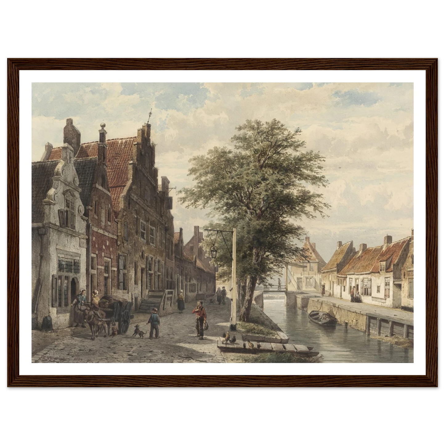 Gezicht op de gracht te Hasselt (1863) Art Print | Cornelis Springer - Framed Poster - 30x40 cm / 12x16″ - Black frame