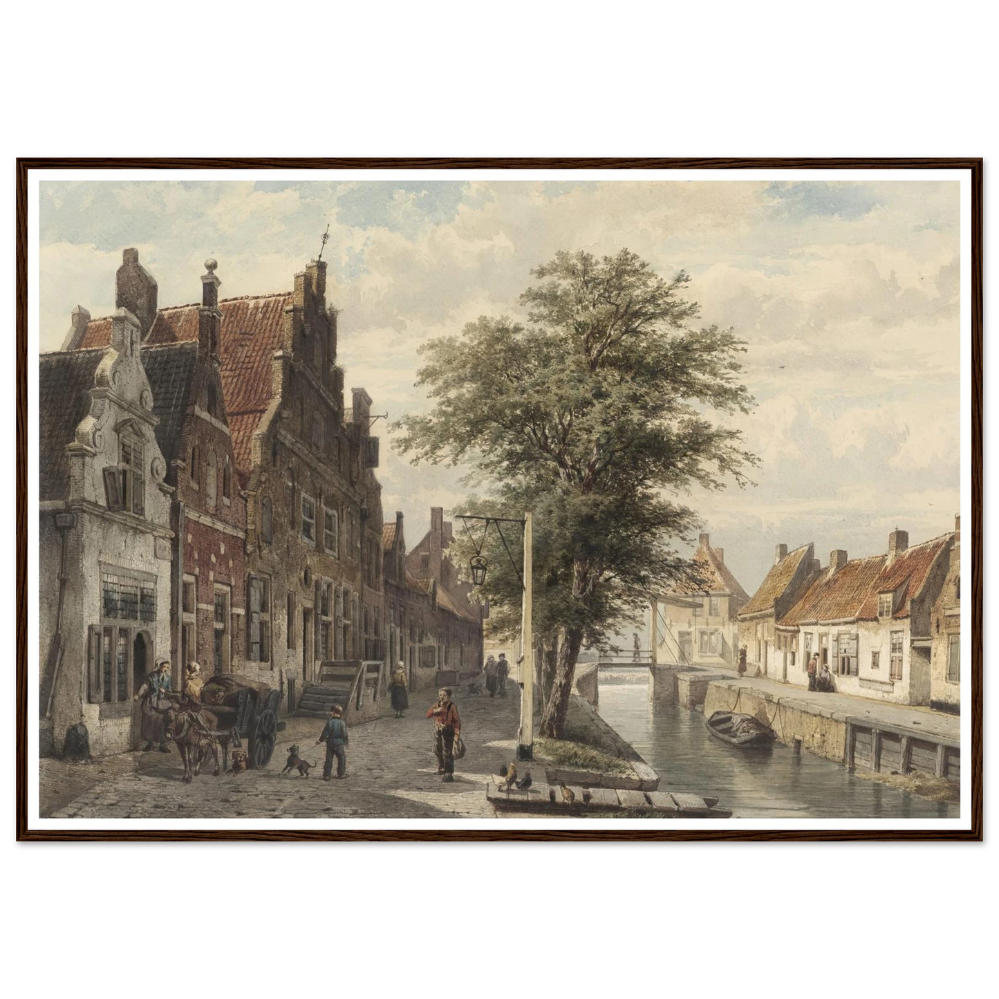 Gezicht op de gracht te Hasselt (1863) Art Print | Cornelis Springer - Framed Poster - 30x40 cm / 12x16″ - Black frame