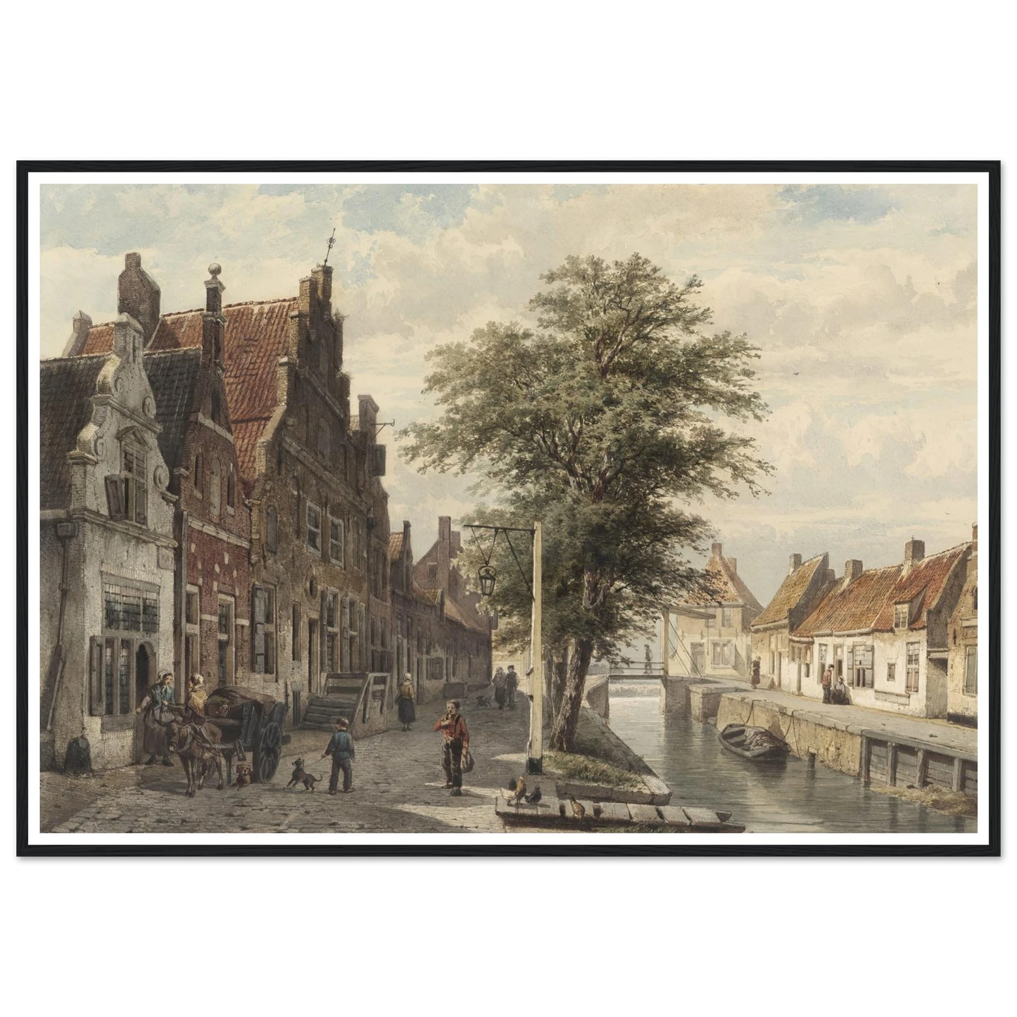 Gezicht op de gracht te Hasselt (1863) Art Print | Cornelis Springer - Framed Poster - 30x40 cm / 12x16″ - Black frame