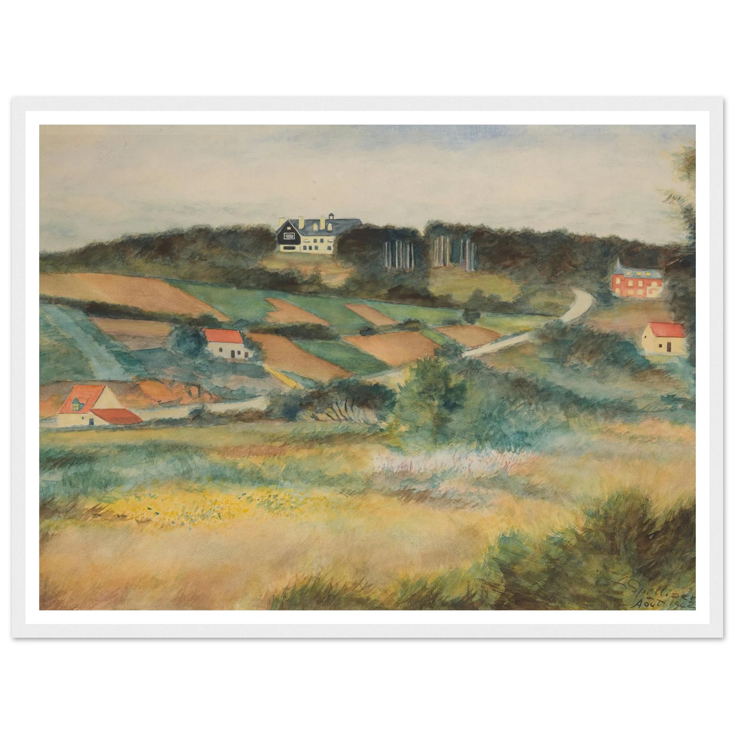 Gezicht op Sint-Genesius-Rode (1942) Art Print | Leon Spilliaert - Framed Poster - 30x40 cm / 12x16″ - Black frame