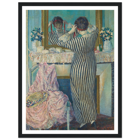 Girl Dressing Her Hair (Girl Arranging Her Headdress) (1912) Art Print | Frederick Carl Frieseke - Framed Poster - 30x40 cm / 12x16″ - Black frame