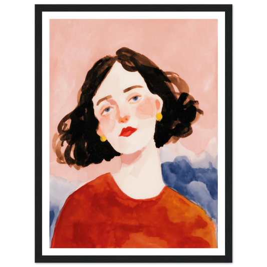 Girl in Red Sweater - Framed Poster - 30x40 cm / 12x16″ - Black frame