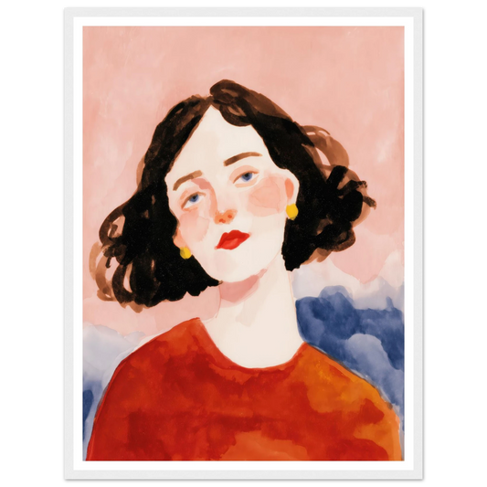 Girl in Red Sweater - Framed Poster - 30x40 cm / 12x16″ - Black frame