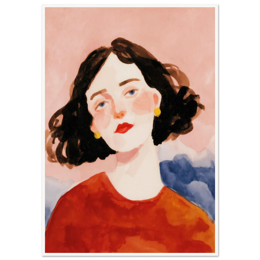 Girl in Red Sweater - Framed Poster - 30x40 cm / 12x16″ - Black frame