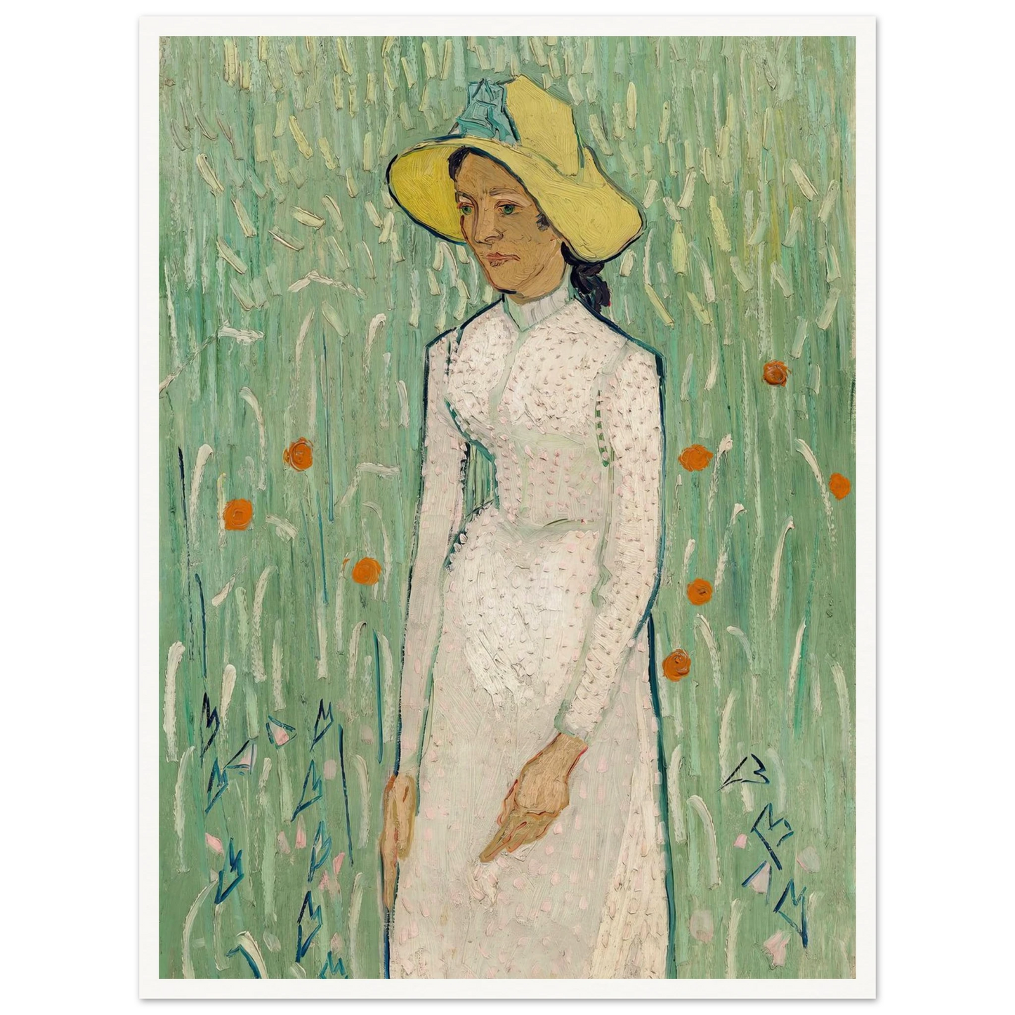 Girl in White (1890) Art Print | Vincent van Gogh - Framed Poster - 30x40 cm / 12x16″ - Black frame