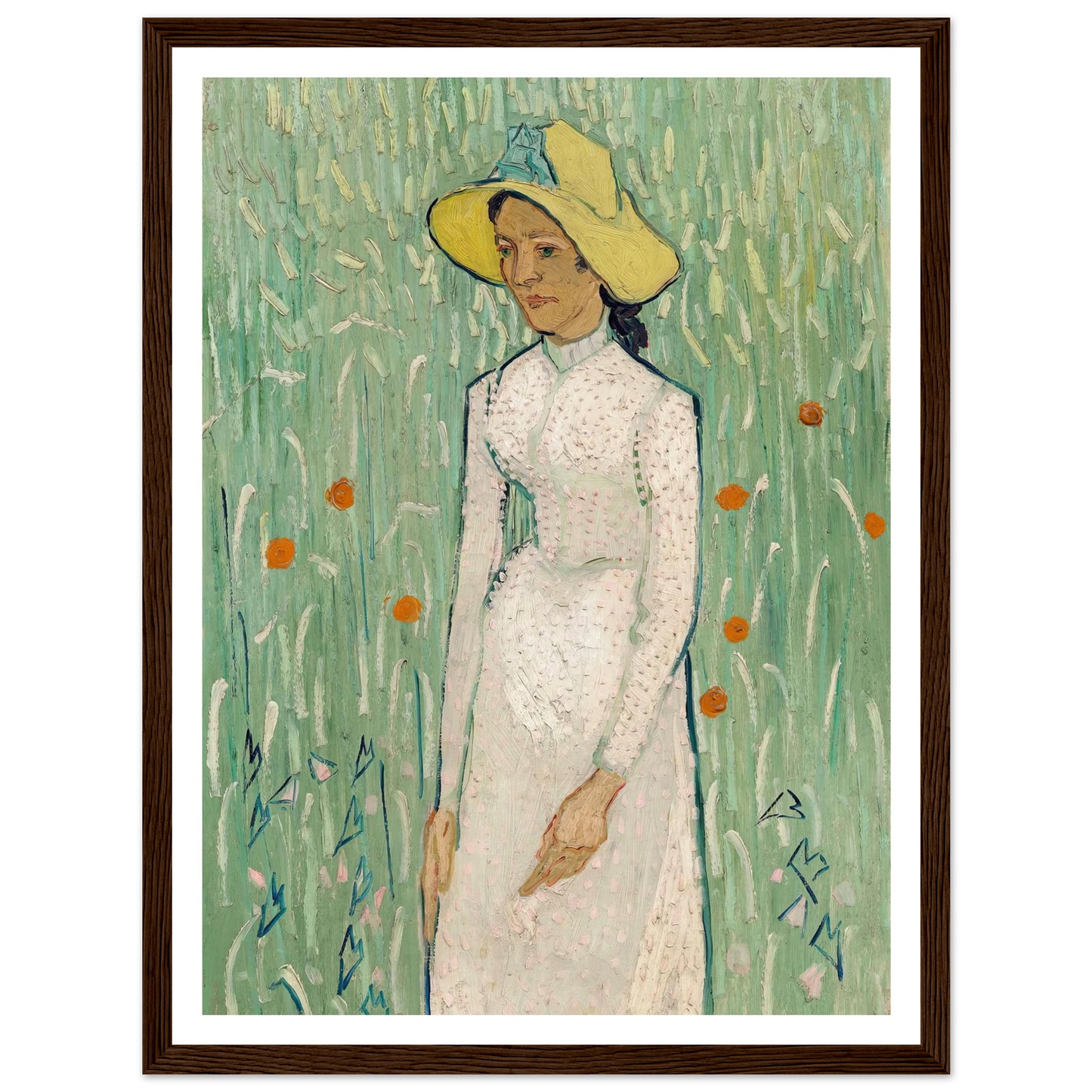 Girl in White (1890) Art Print | Vincent van Gogh - Framed Poster - 30x40 cm / 12x16″ - Black frame