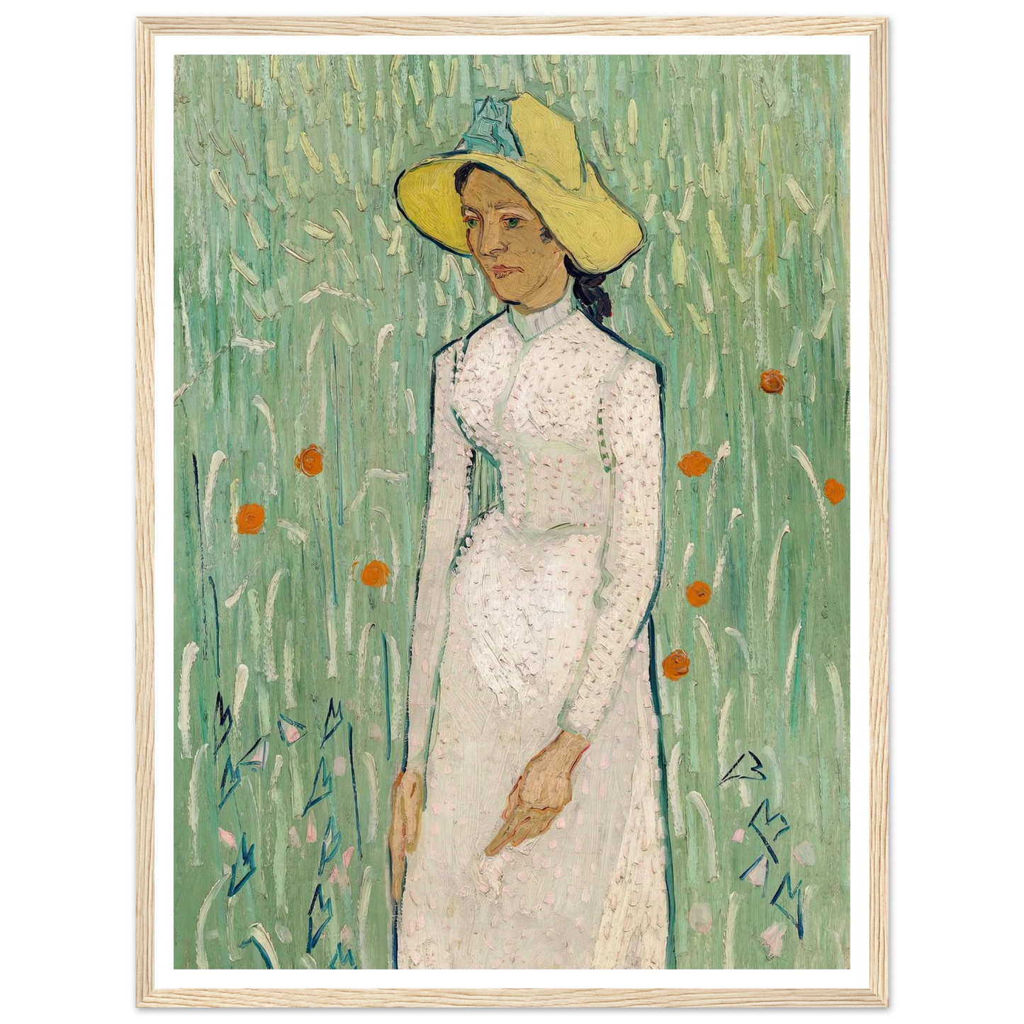Girl in White (1890) Art Print | Vincent van Gogh - Framed Poster - 30x40 cm / 12x16″ - Black frame