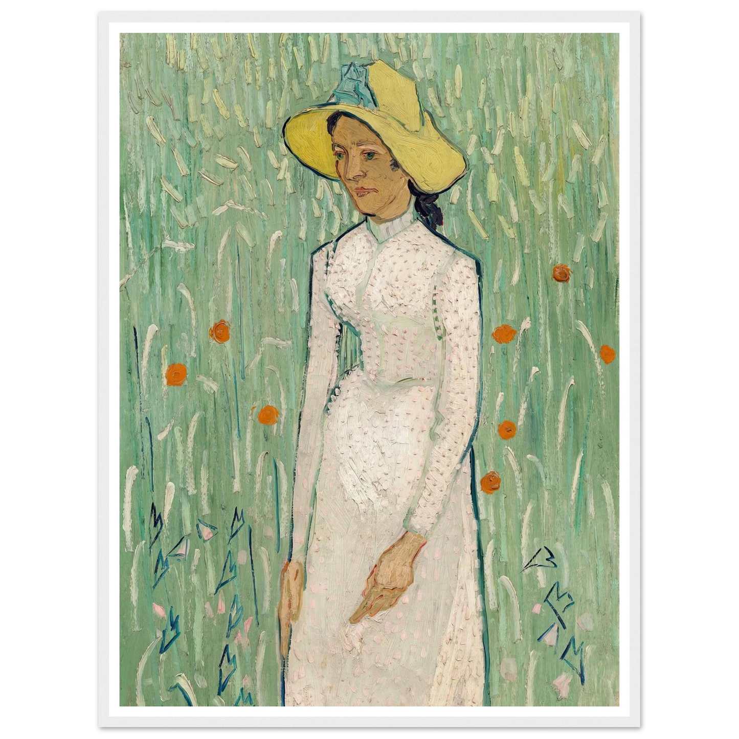 Girl in White (1890) Art Print | Vincent van Gogh - Framed Poster - 30x40 cm / 12x16″ - Black frame