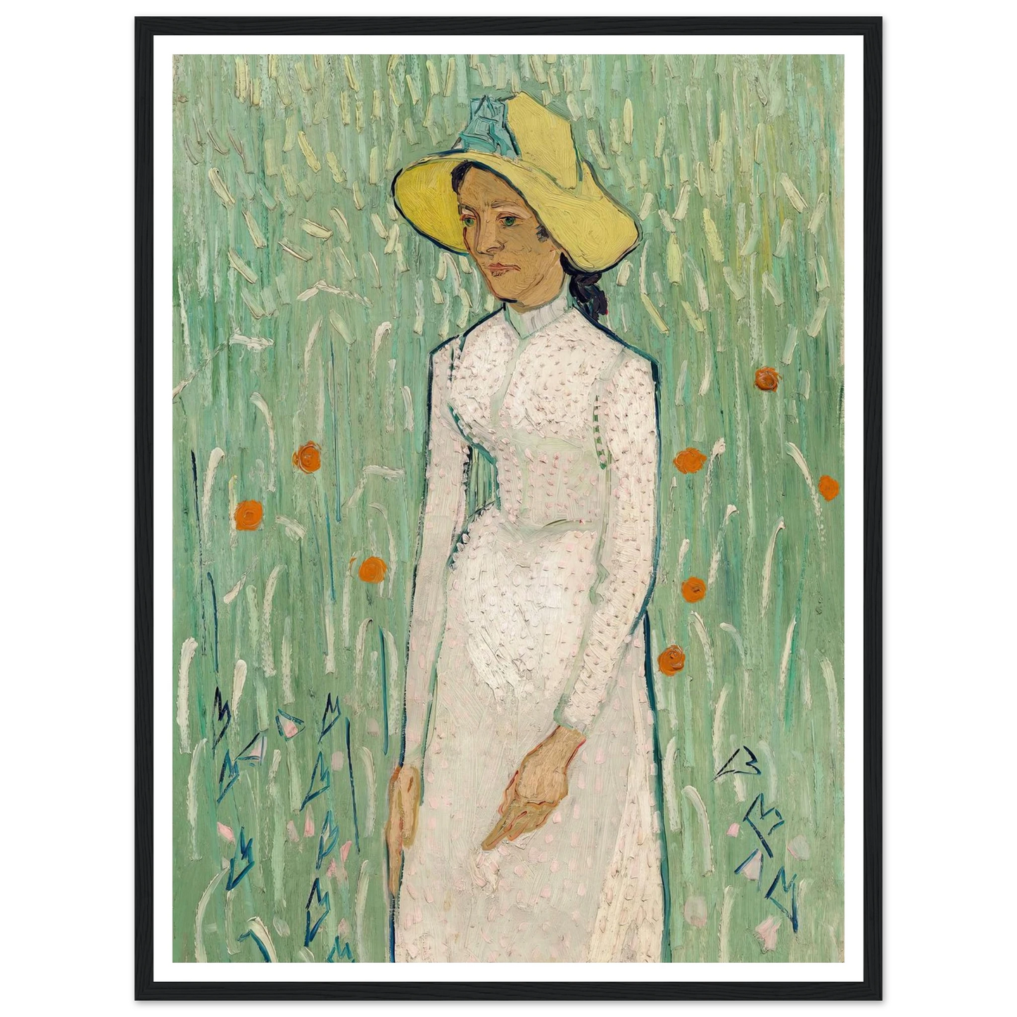Girl in White (1890) Art Print | Vincent van Gogh - Framed Poster - 30x40 cm / 12x16″ - Black frame
