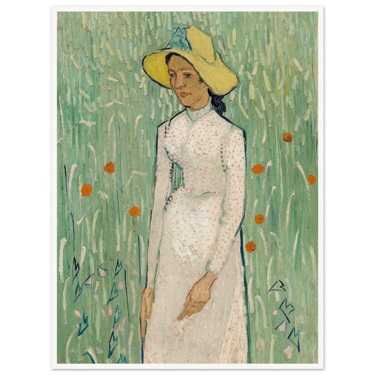 Girl in White (1890) Art Print | Vincent van Gogh - Framed Poster - 30x40 cm / 12x16″ - Black frame