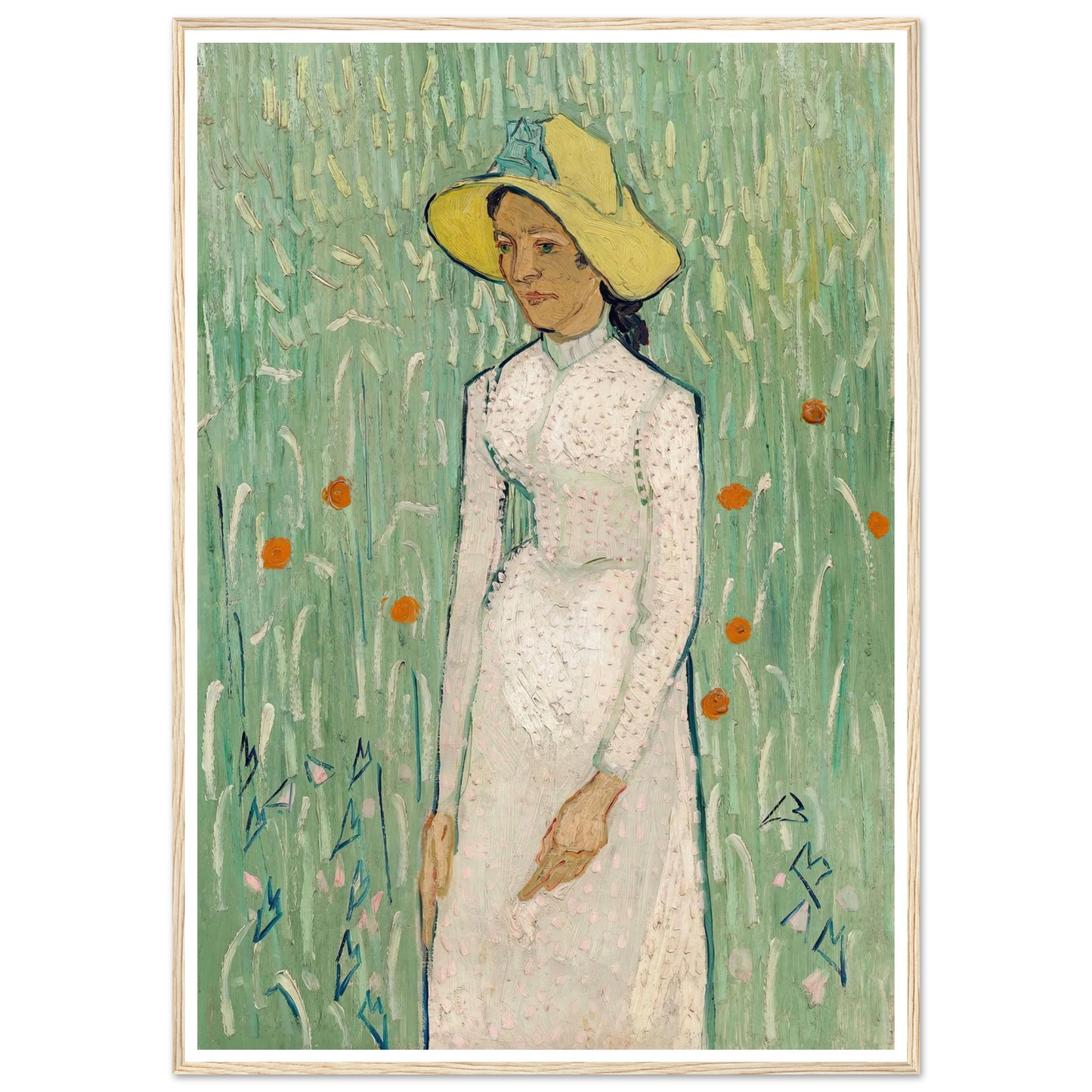 Girl in White (1890) Art Print | Vincent van Gogh - Framed Poster - 30x40 cm / 12x16″ - Black frame