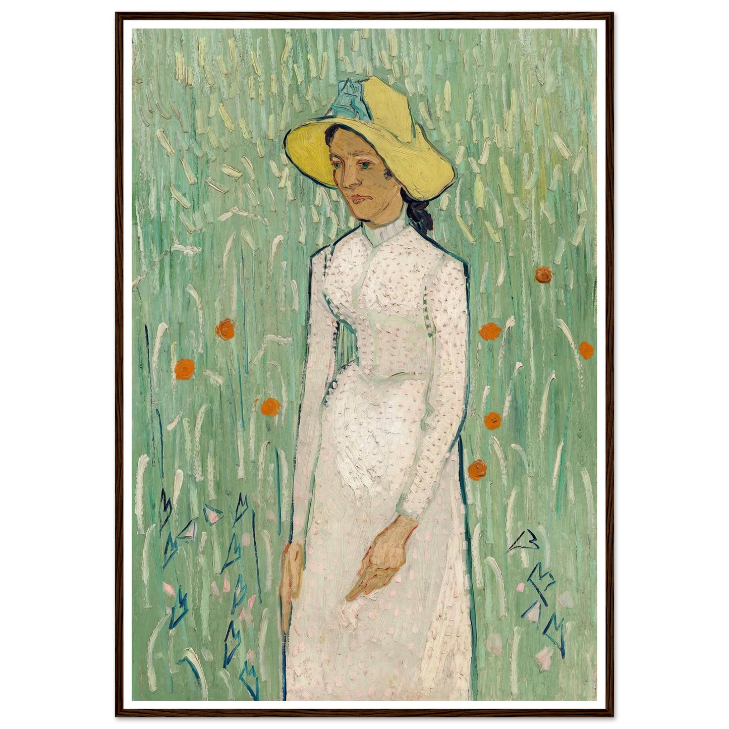 Girl in White (1890) Art Print | Vincent van Gogh - Framed Poster - 30x40 cm / 12x16″ - Black frame
