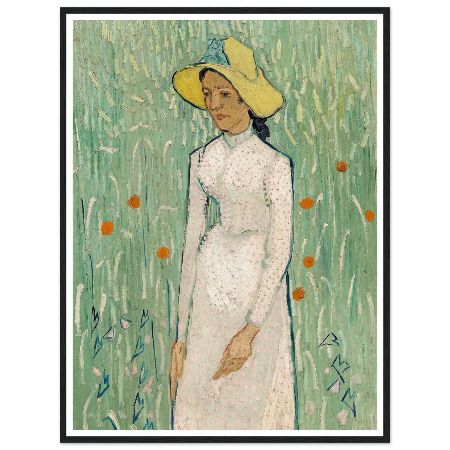 Girl in White (1890) Art Print | Vincent van Gogh - Framed Poster - 30x40 cm / 12x16″ - Black frame