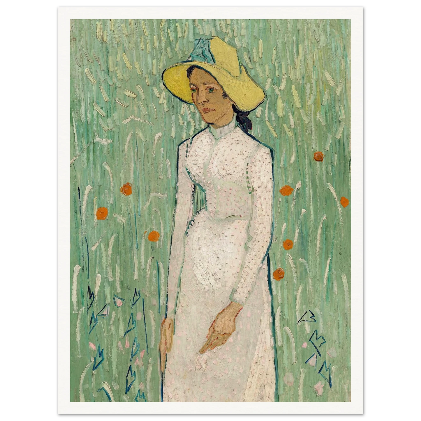 Girl in White (1890) Art Print | Vincent van Gogh - Framed Poster - 30x40 cm / 12x16″ - Black frame