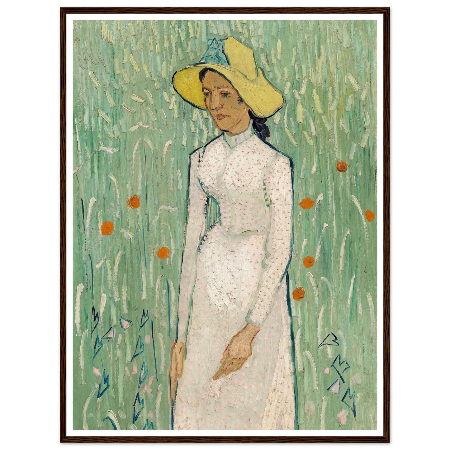 Girl in White (1890) Art Print | Vincent van Gogh - Framed Poster - 30x40 cm / 12x16″ - Black frame