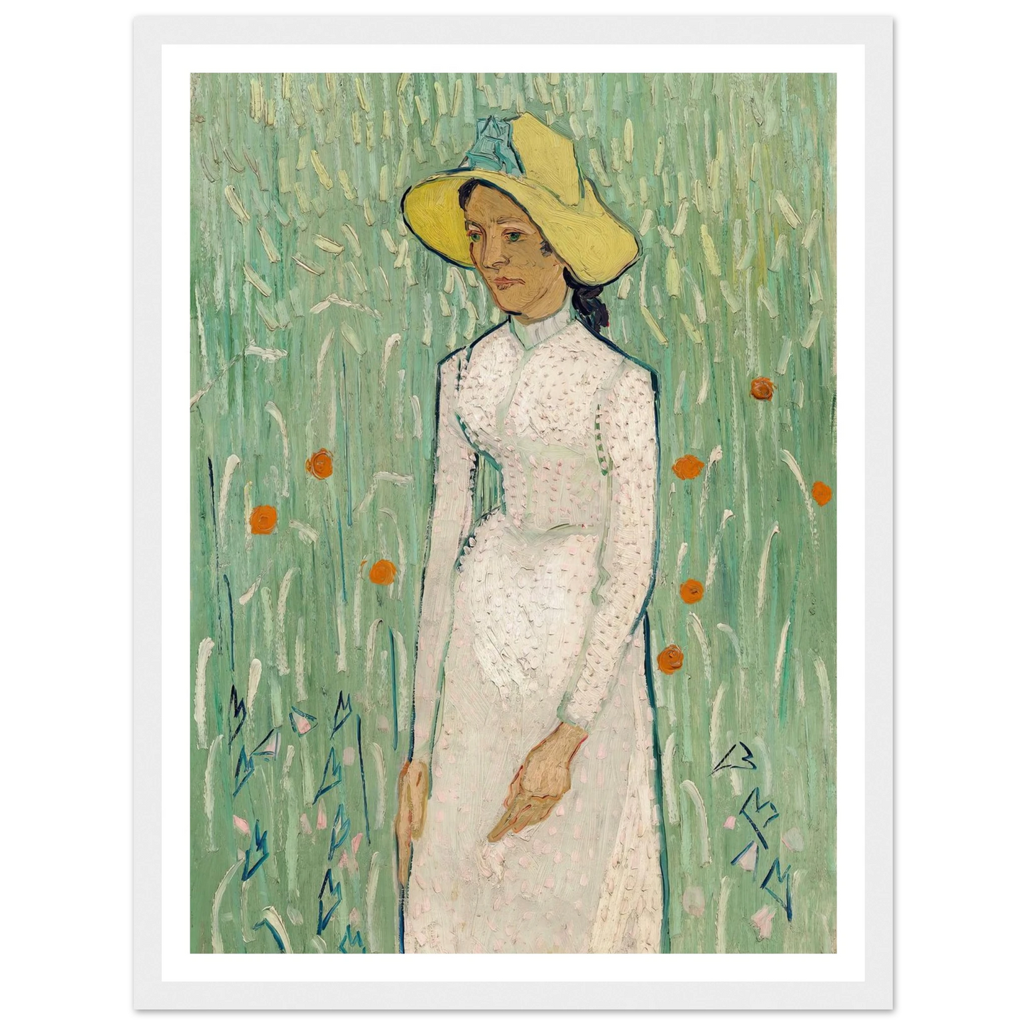 Girl in White (1890) Art Print | Vincent van Gogh - Framed Poster - 30x40 cm / 12x16″ - Black frame